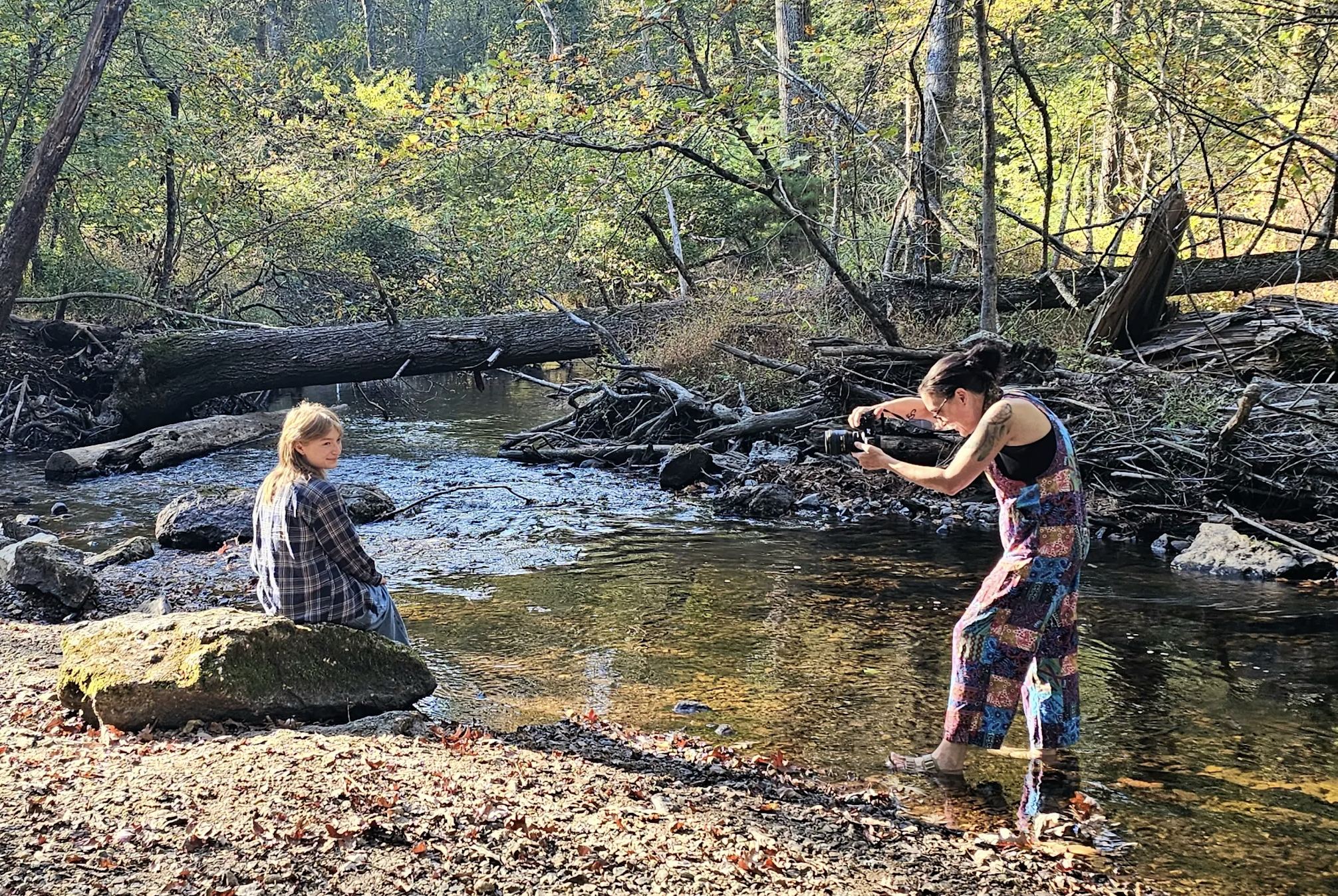 York and Lancaster PA photographer Kara Michelle capturing a senior portrait session at Laurel Lake during fall
