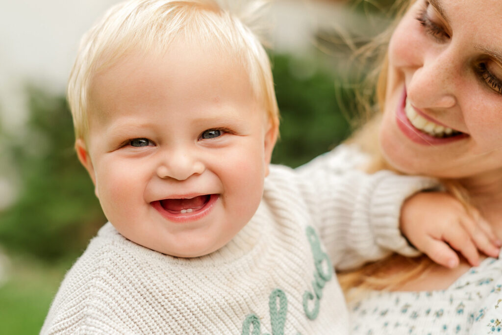 Mom and baby smiling during a Mommy & Me mini session in Lancaster, PA