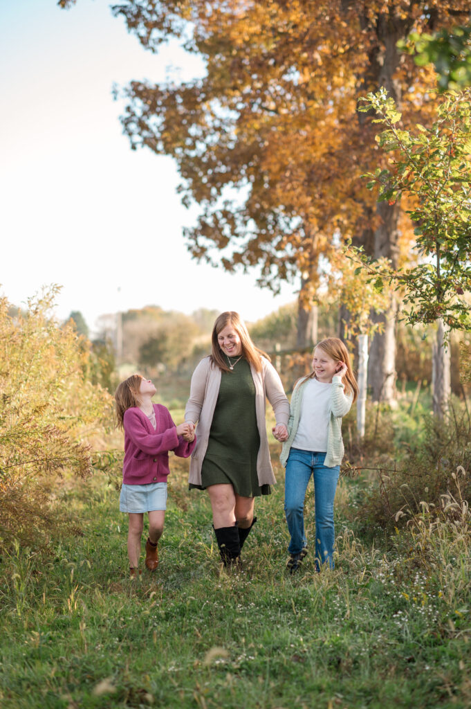Mom walking with her children during a Mommy & Me mini session in York, PA