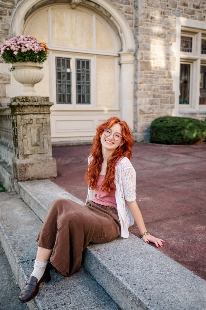 senior portrait session at Kuhners Funeral Home garden York Pennsylvania