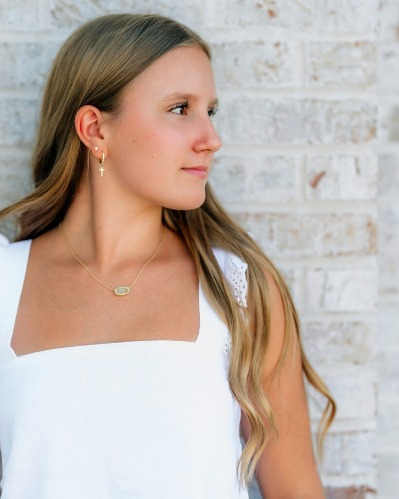 Close-up senior portrait photographed outdoors in York PA
